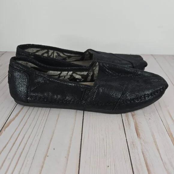 BOBS From Skechers Women's Luxe Rain Dance Black Slip On Flats Size 11 in Black - Picture 4 of 14